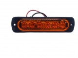 Stroboscop Auto 6 LED Galben 12-24V, Semnalizare Girofar, Ultra Subtire, Montaj Suprafata, Universal