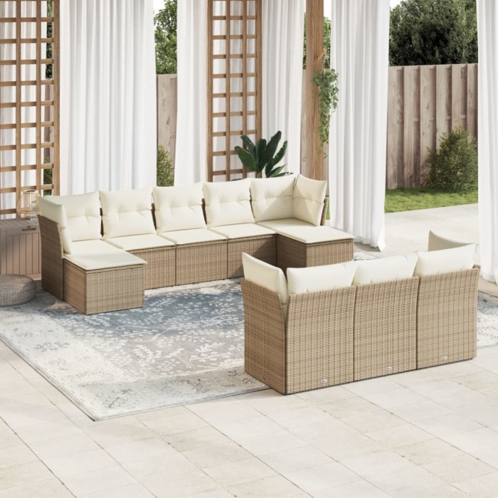 Gossi set canapele de gradina cu perne, 10 piese, bej, poliratan