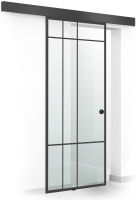 Usa culisanta Boss &amp;reg; Black, model Event negru, 85x215 cm, sticla 8 mm Gri securizata, glisanta in ambele directii foto