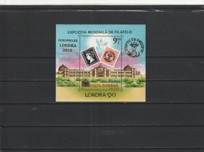 ROMANIA 2015 LP 2066 EXPOZITIA FILATELICA EUROPHILEX LONDRA 2015 COLITA DANTELATA SUPRATIPAR MNH NESTAMPILATA foto