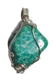 B334. Pandantivul Tineretii Talisman cu Amazonit, fir Argintiu, 5 cm, RavariuArt