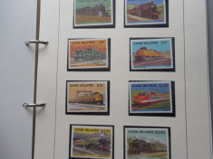 Bloc serie timbre locomotive trenuri cai ferate Cook nestampilate foto