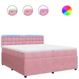 Cumpara ieftin Pat box spring cu saltea, roz, 200x200 cm, catifea