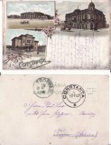 Constanta - Litografie 1898-Hotel Regal, Primaria, Circulata, Printata