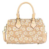 Cumpara ieftin Geanta de mana din pluta cu imprimeu margarete