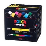 Set 8 markere PCM22, varf rotund buretat, 3. 0-19. 0 mm, UNI Posca Mop&#039;r