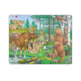 Puzzle maxi Animale din padure, orientare tip vedere, 29 de piese, Larsen EduKinder World