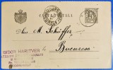 ROMANIA 1891 - Intreg Postal - 5 bani negru - circulat Ramnicul Sarat - Bucuresti - Carta (Carte) Postala - stampila expeditor ISIDOR HARITVER