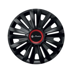 Set 4 capace roti Negre Cu Inel Rosu Royal pentru gama auto Matiz