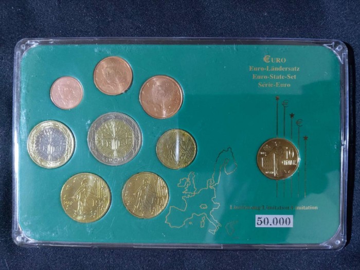 Euro set - Franța 1999-2004 + 10 centimes, 1979 UNC