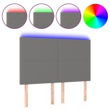 Cumpara ieftin Tablie de pat cu LED, gri inchis, 144x5x118/128 cm, textil