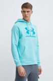 Under Armour bluza barbati, culoarea turcoaz, cu glugă, cu imprimeu