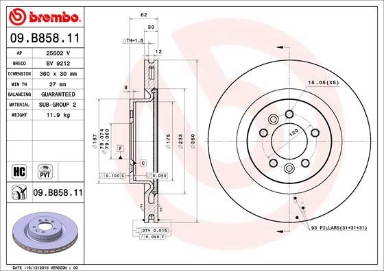 BREMBO 09.B858.11 PRIME LINE - UV Coated Disc frana