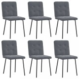 Set 6 Scaune Bucatarie Gossi, Gri Inchis, Catifea, Cadru Metal/Lemn, 45x54x83cm, Confortabile, Moderne