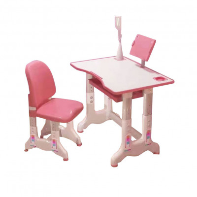 Set de masa si scaun pentru copii, ajustabile, cu lampa inclusa,culoare roz LEXI foto