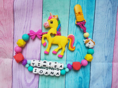 Lantisor pentru dentitie cu doua nume unicorn foto