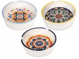 Cumpara ieftin Set 3 scrumiere ceramica multicolora Majolica 3 x &Oslash; 11,5 cm x 3,5 H