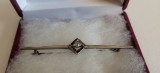 Brosa argint vintage tip ac de par, ac de palarie, vechime peste 100 ani, 14k, Galben