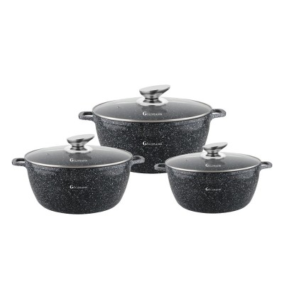 Set 3 oale cu capace Goldmann din aluminiu turnat si invelis din granit, capace incluse foto