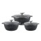 Set 3 oale cu capace Goldmann din aluminiu turnat si invelis din granit, capace incluse