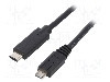Cablu USB B micro mufa, USB C mufa, USB 2.0, lungime 1.2m, negru, QOLTEC - 50476 foto