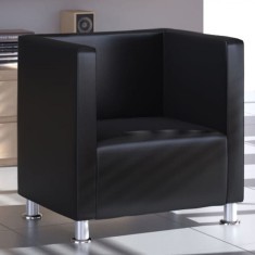 Fotoliu model cub, piele artificială, negru foto