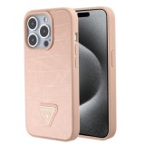 Husa pentru iPhone 15 Pro Max - Croco Triangle Metal Logo (GUHCP15XPCRTHCP) - Pink, Guess