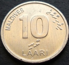 Moneda exotica 10 LAARI - I-le MALDIVE, anul 2012 *cod 2955 B = UNC
