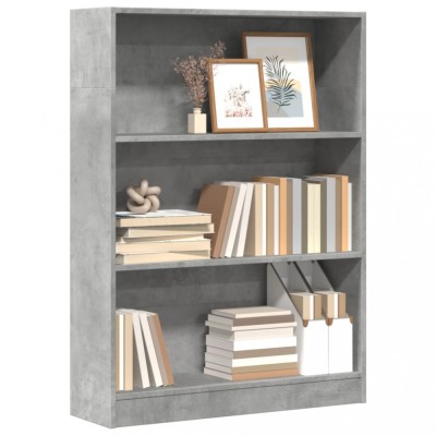 Gossi biblioteca, gri beton, 80x24x109 cm, lemn prelucrat foto