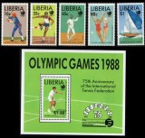 Liberia 1988 - Jocurile Olimpice, sport, serie si colita neuzata
