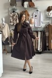 Rochie maro tip camasa cu brosa detasabila