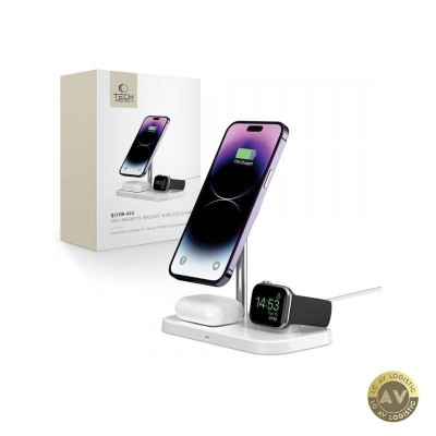 Incarcator Retea Wireless Tech-Protect QI15W-A22 3in1 15W 1.67A Alb foto