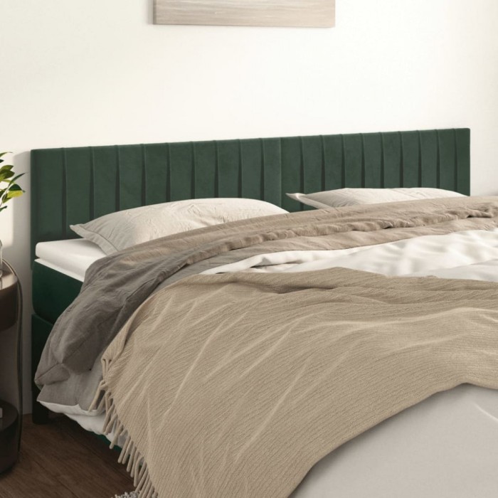 vidaXL Tăblii de pat, 2 buc, verde &icirc;nchis, 100x5x78/88 cm, catifea 346295