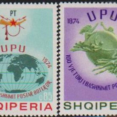 ALBANIA - 1974 - Centenar UPU - serie +bloc : In 2024 se implinesc 150 ani