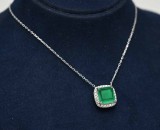 Lantisor Din Argint Smarald Verde Patrat Arg391F, Argintboutique