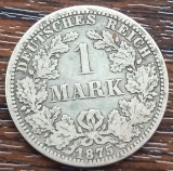 (A381) MONEDA DIN ARGINT GERMANIA - 1 MARK 1875, LIT A, PURITATE 900, NECURATATA