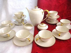 SET SERVICIU CAFEA PORTELAN CREM IVOIRE KPM KRISTER BAVARIA ANII 50 CEAINIC LETIERA ZAHARNITA CESTI FARFURII foto