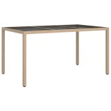 Cumpara ieftin Masa de gradina bej 150x90x75 cm sticla securizata &amp; poliratan