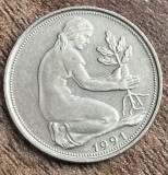 C50 - Moneda foarte veche - Germania - 50 pfennig - 1991 litera A