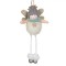 Ornament Brad de Crăciun, Ingeras, Lemn și Poliester, Blană Albă, Aripi cu Glitter, Căciula Gri, 20 cm