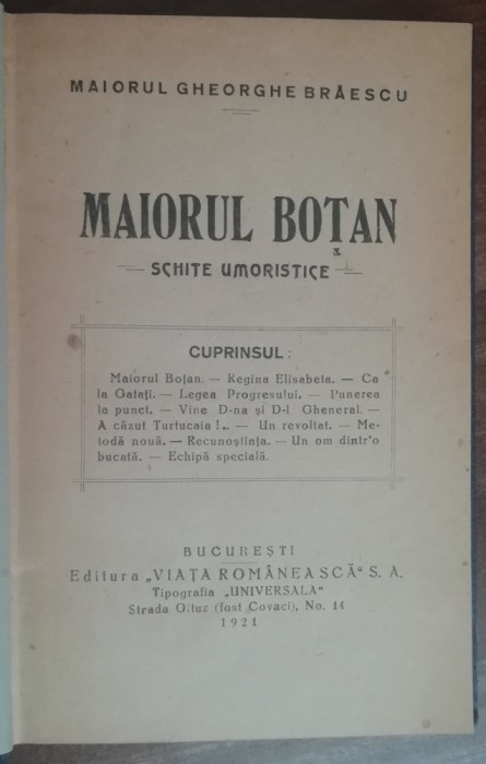 myh 50f - Gh Braescu - Maiorul Botan - schite umoristice - ed 1921