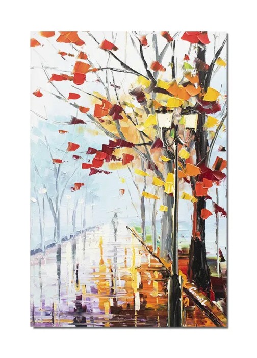 Tablou stilizat pictat manual, Pe drumul meu, 60x40cm ulei pe panza in cutit efect 3D