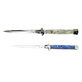 Cumpara ieftin Set doua bricege automat stiletto, Italian Blade, otel inoxidabil, husa inclusa, argintiu 33 cm, albastru 23 cm