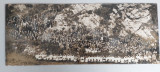 Fotografie panoramica procesiune catolica Lourdes 58x23cm, Photo Lacaze anii 20