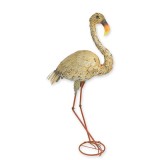 Pasare Flamingo din metal vopsit bej pentru gradina XZ-84