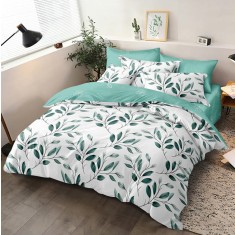 Lenjerie de pat pentru o persoana cu husa de perna patrata, Dagmar, bumbac mercerizat, multicolor