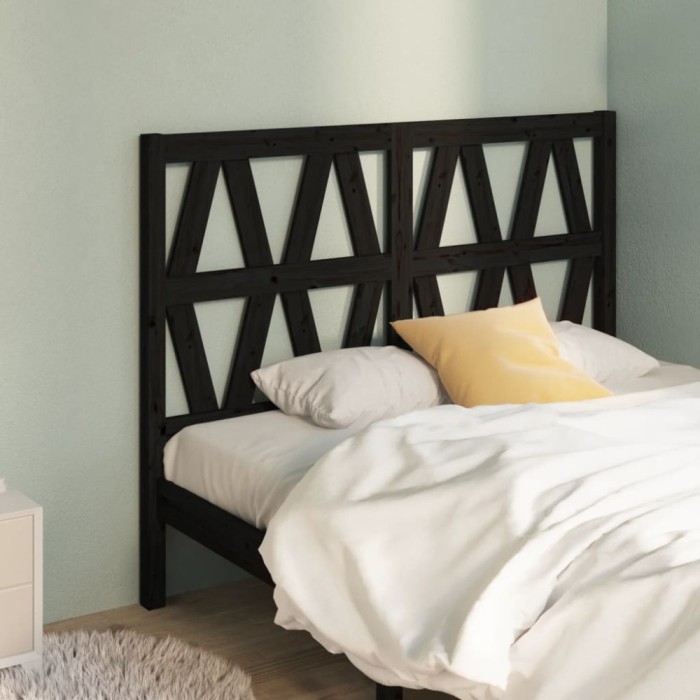 vidaXL Tăblie de pat, negru, 146x4x100 cm, lemn masiv de pin 818624