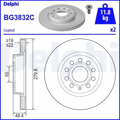 DELPHI BG3832C Disc frana foto
