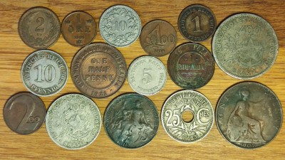 Start colectie 1 A incepatori - 15 monede diferite anii 1901-1925 = vechi de +100 ani - din toata lumea, stare buna ! foto