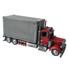 Macheta camion retro metal gri rosu 36 cm x 13 cm x 16 cm Elegant DecoLux foto